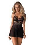 838-BAB-1 babydoll i stringi czarna