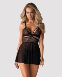 838-BAB-1 babydoll i stringi czarna