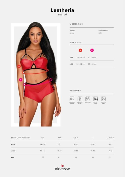 Leatheria komplet 2-częściowy czerwony