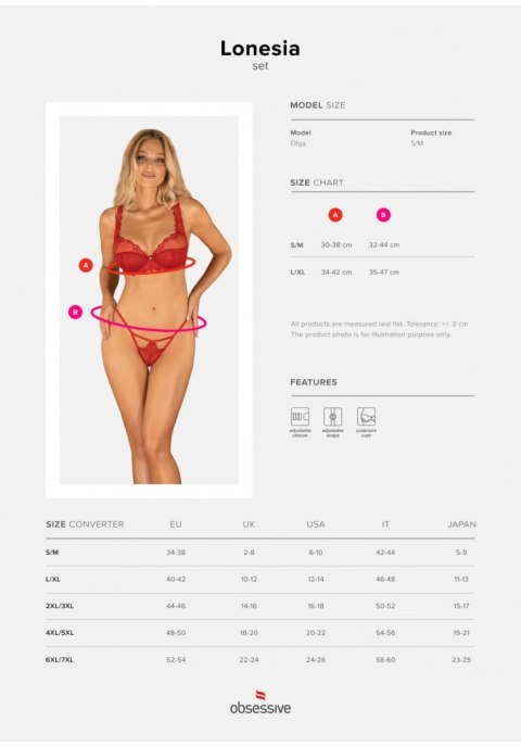 Lonesia komplet 2-częściowy czerwony