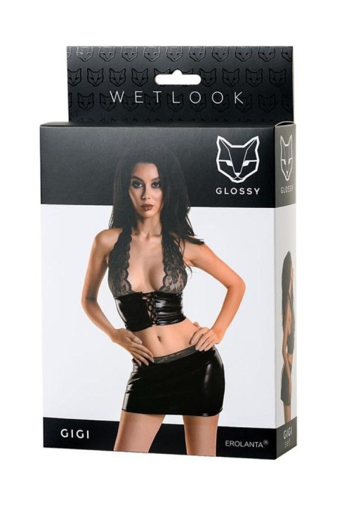 Wetlook shiny set GIGI - black
