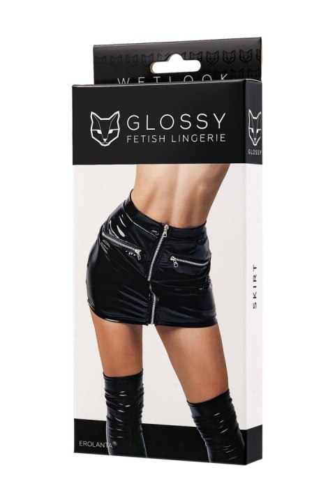 Glossy Billie,skirt,wetlook,black,S