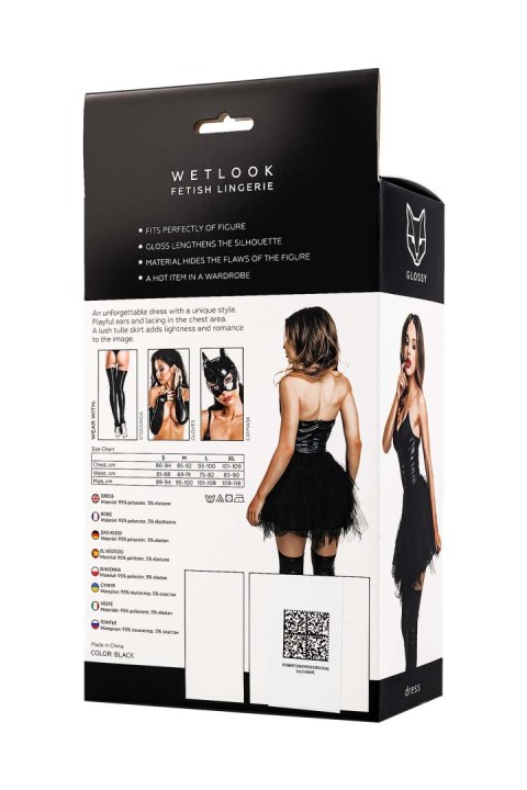 Glossy Elisia,dress,wetlook,black,M