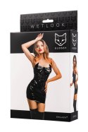 Glossy Mirabell,dress,wetlook,black,L