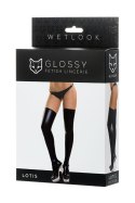 Glossy Shiny Wetlook stockings LOTIS - black