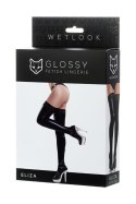 Glossy Shiny Wetlook stockings with a lace ELIZA - black