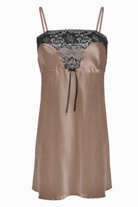 HALKA FLORES SATYNA JASNY BRĄZ