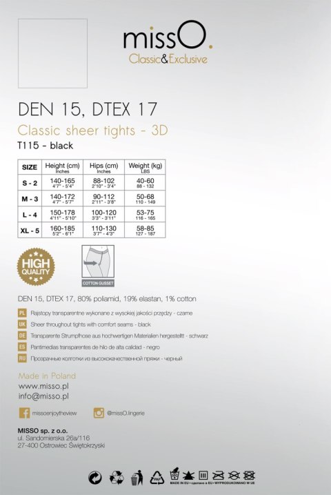 T115 rajstopy 15 DEN czarny