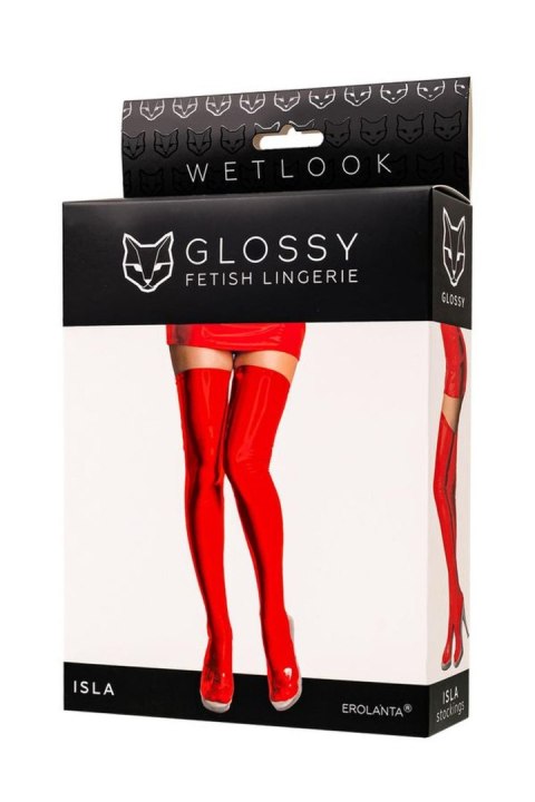 Wetlook Glossy Isla stockings - red