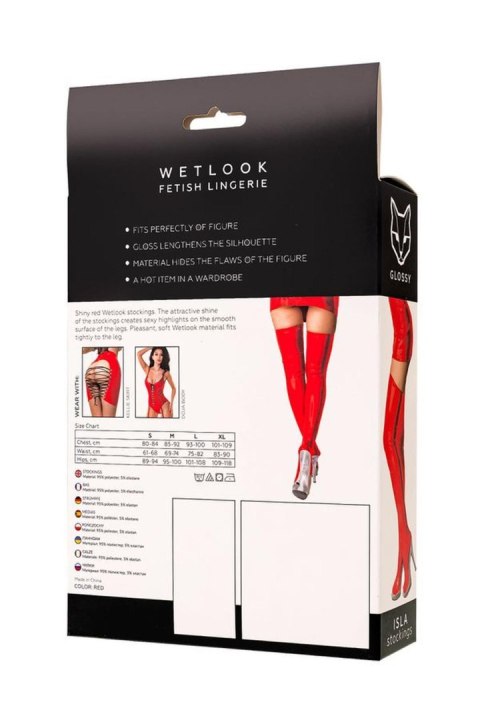 Wetlook Glossy Isla stockings - red