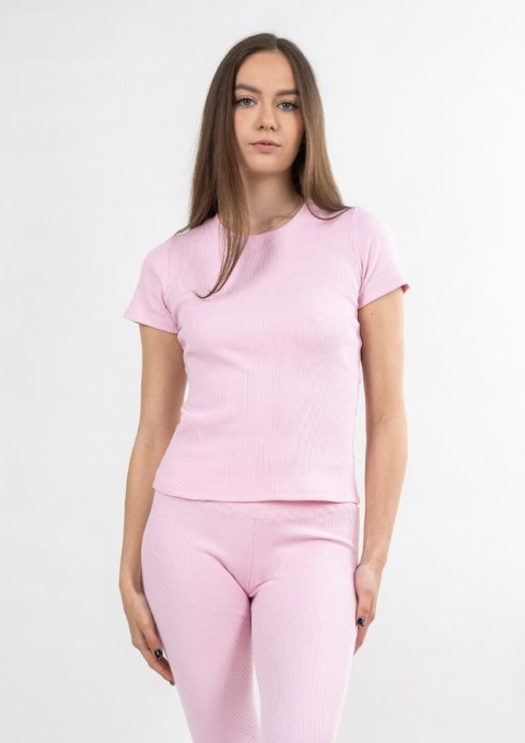 Bluzka Halima JASNY RÓŻ BAWEŁNA PRĄŻKI