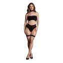 Ananke XII - Three Piece with Choker,Bandeau Top and Pantie with Garters - One Size