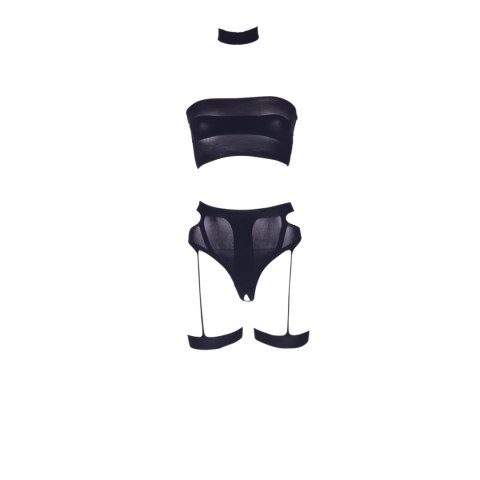 Ananke XII - Three Piece with Choker,Bandeau Top and Pantie with Garters - One Size