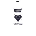 Ananke XII - Three Piece with Choker,Bandeau Top and Pantie with Garters - One Size