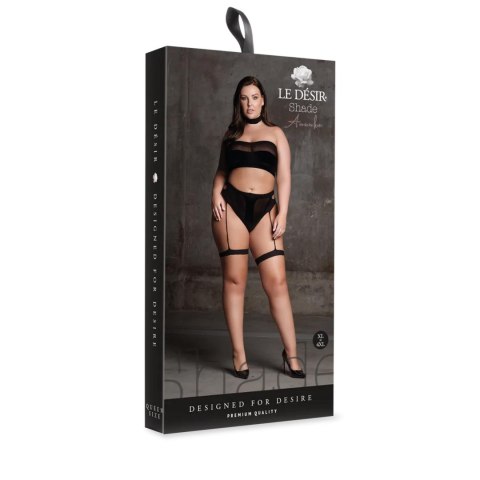 Ananke XII - Three Piece with Choker,Bandeau Top and Pantie with Garters - Plus Size