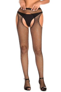 BLACK STRASS OPEN TIGHTS