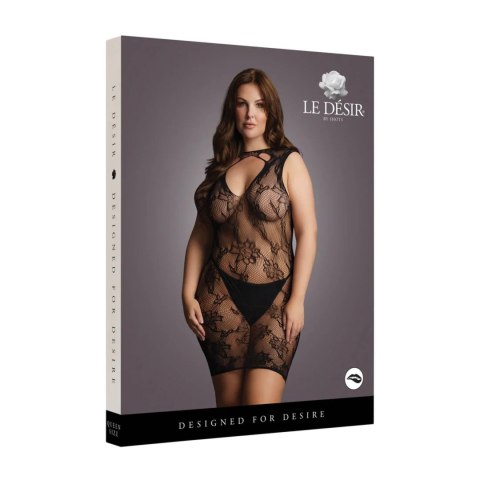 High Neck Lace Mini Dress - Plus Size