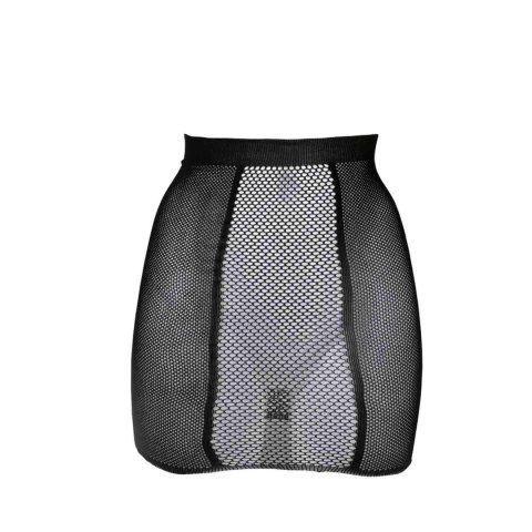 High-Waist Fishnet Skirt - One Size - Black
