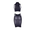 Kala XXXVII - Two Piece with Turtleneck,Crop Top and Skirt - One Size
