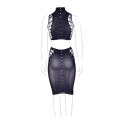 Kala XXXVII - Two Piece with Turtleneck,Crop Top and Skirt - Plus Size
