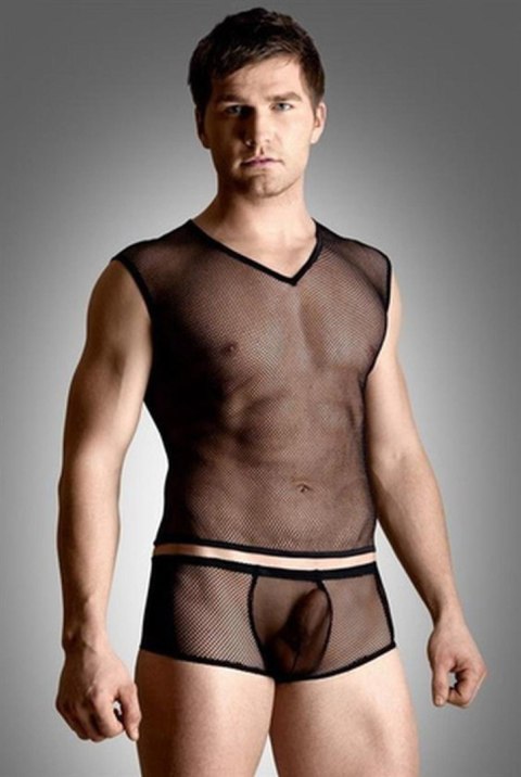 Net set - shirt and thong - black