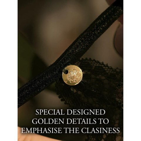 Noel - Elastic Lace Garter with Golden Details - Plus Size