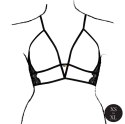 Open Cup Triangle Bra with Lace and Adjustable Sliders - One Size - Black