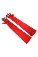 1 LONG SATIN RED GLOVES rękawiczki PROMO
