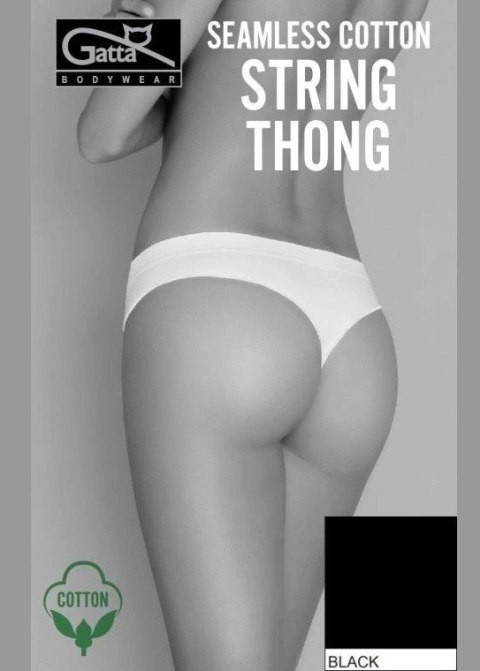 FIGI GATTA SEAMLESS COTTON STRING THONG BLACK
