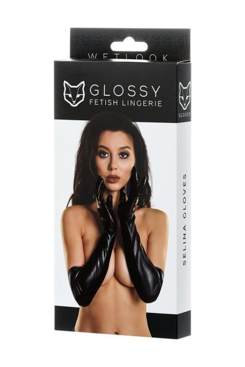 Glossy gloves SELINA - black