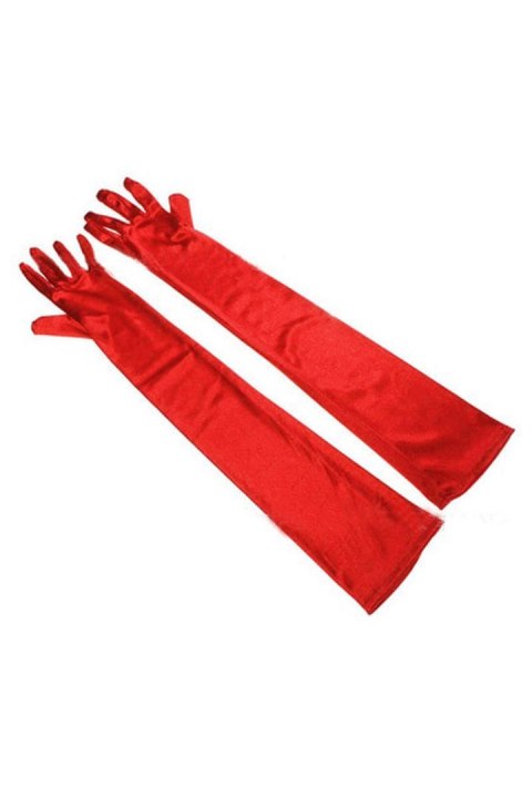 LONG SATIN RED GLOVES