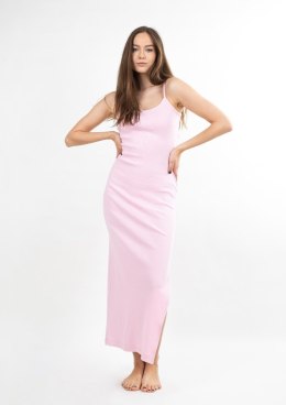 Sukienka DK-K-P7 JASNY RÓŻ BAWEŁNA PRĄŻKI