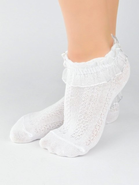 SKARPETY NOVITI SB068-G-01 BAWEŁNA KORONKA