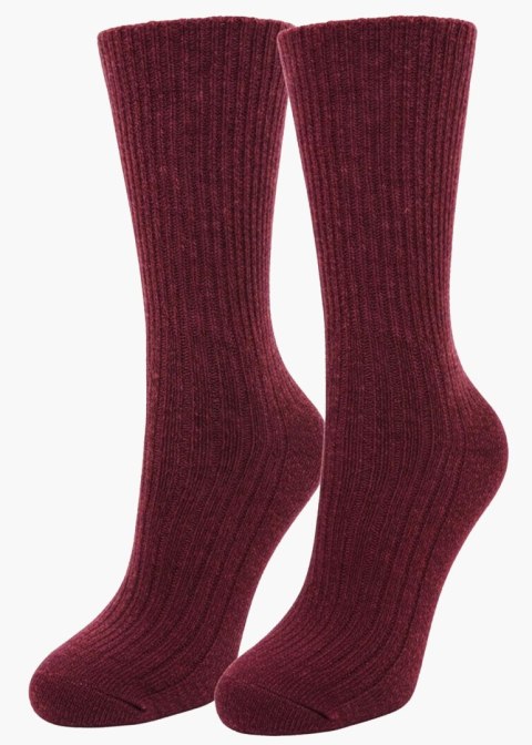 SKARPETY MARILYN DAMSKIE WOOL SOFT BURGUND