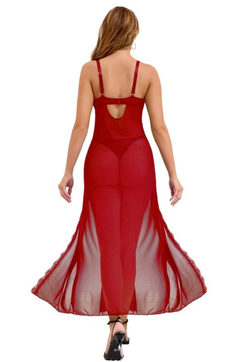 Long,sexy red nightgown + thong SM