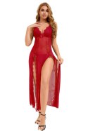 Long,sexy red nightgown + thong SM