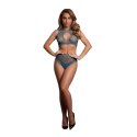 Duo Net Key-Hole Bra Set - One Size - Blue
