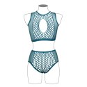 Duo Net Key-Hole Bra Set - One Size - Blue