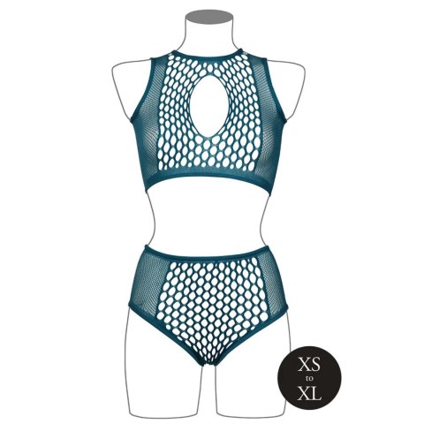 Duo Net Key-Hole Bra Set - One Size - Blue