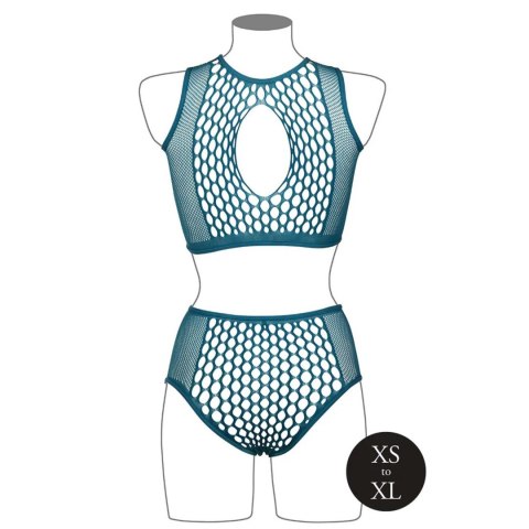Duo Net Key-Hole Bra Set - One Size - Blue