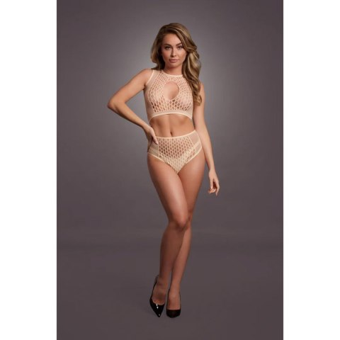 Duo Net Key-Hole Bra Set - One Size - Nude