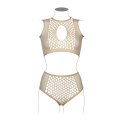 Duo Net Key-Hole Bra Set - One Size - Nude