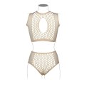Duo Net Key-Hole Bra Set - One Size - Nude