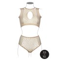 Duo Net Key-Hole Bra Set - One Size - Nude