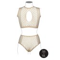 Duo Net Key-Hole Bra Set - One Size - Nude