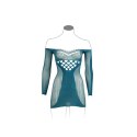 Long-Sleeved Net Mini Dress - One Size - Blue