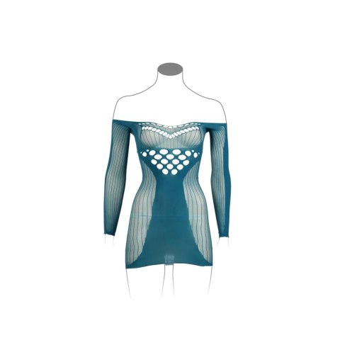Long-Sleeved Net Mini Dress - One Size - Blue