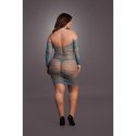 Long-Sleeved Net Mini Dress - Size - Blue