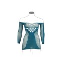 Long-Sleeved Net Mini Dress - Size - Blue