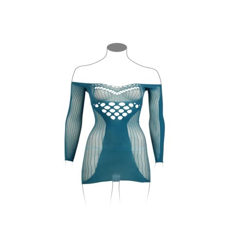 Long-Sleeved Net Mini Dress - Size - Blue